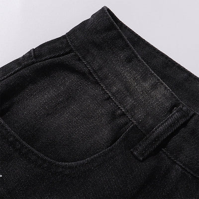 Black Washed Wide Leg Denim Jeans