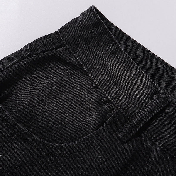 Black Washed Wide Leg Denim Jeans