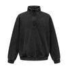 Distressed Wash Comfort Zip Pullover Sweatshirt