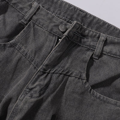 Wide Leg Black Bold Letter Print Jeans