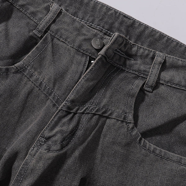 Wide Leg Black Bold Letter Print Jeans