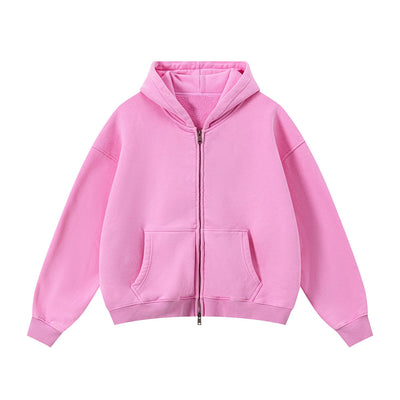 Soft Fleece Zip Up Hoodie Front Pockets