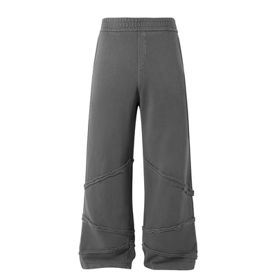 Washed Distressed Fabric Patchwork Vintage Pants