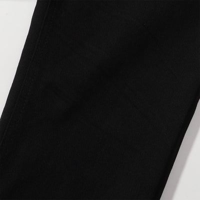 Slim Fit Solid Black Flared Denim Pants