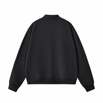 Solid Zip-Front Fleece Bomber Jacket