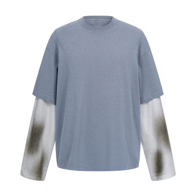 Washed Colorblock Contrast Sleeve Tee