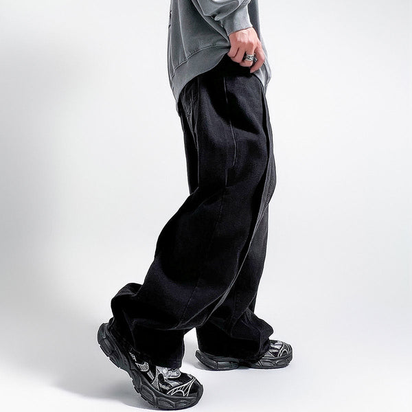 Utility Wide Leg Distressed Denim Jeans