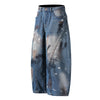 Distressed Paint Splatter Barrel-Leg Jeans