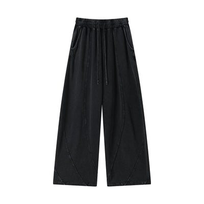 Streetwear Distressed Curved Panel Straight-Leg Pants