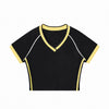 Contrast V-Neck Slim Fit Cropped Y2K Tee