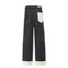Cuffable Hem Contrast Patch Denim Pants