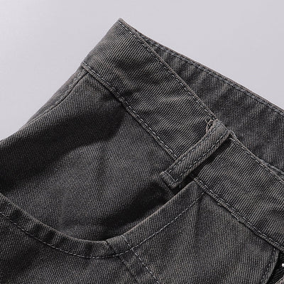 Wide Leg Black Bold Letter Print Jeans