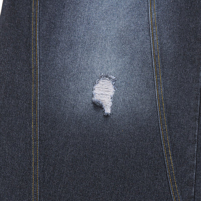 Dark Wash Embroidered Barrel-Leg Jeans