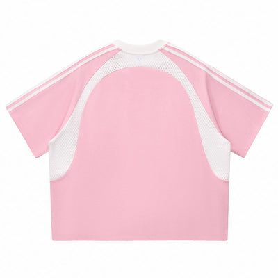 Raglan Sleeve Mesh Panel Sporty Tee