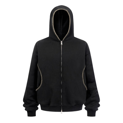Special Stitch Bound Seam Zip Up Hoodie