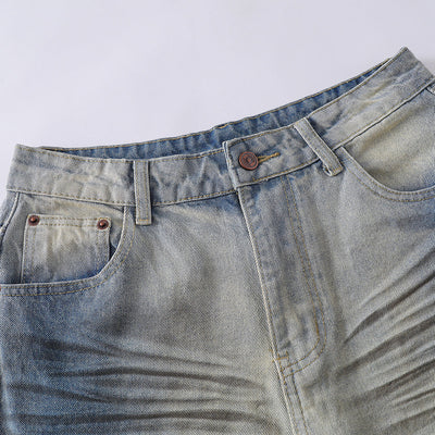 Wrinkle Wash Loose Straight Jeans