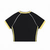 Contrast V-Neck Slim Fit Cropped Y2K Tee