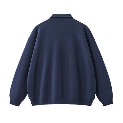 Solid Color Fleece Polo Collar Sweatshirt