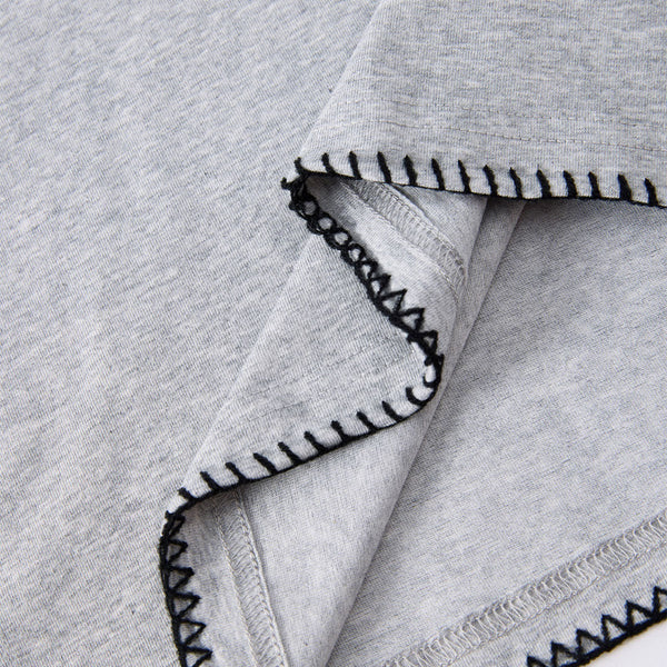 Oversized Minimal Tee Raw Edge Contrast Stitching