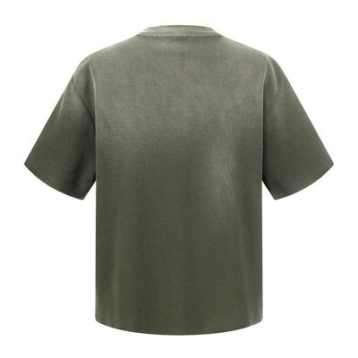 Waffle Knit Spray Dyed Distressed Raw Edge Tee