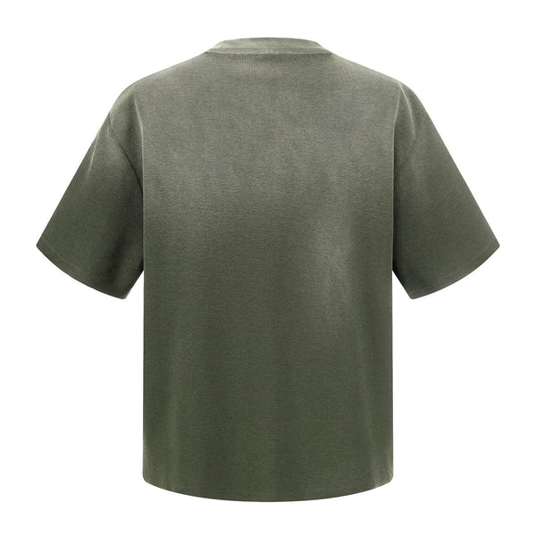 Waffle Knit Spray Dyed Distressed Raw Edge Tee