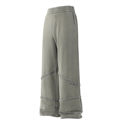 Washed Distressed Fabric Patchwork Vintage Pants