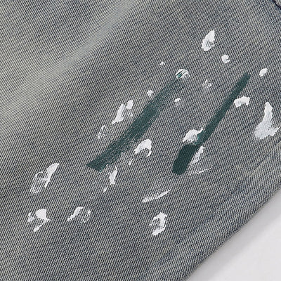 Paint Splatter Distressed Wide Leg Denim