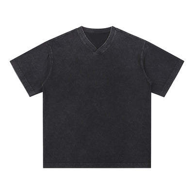 Men's Casual Washed V-Neck T-Shirt 8oz