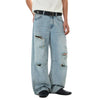 Vintage Washed Ripped Wide Leg Straight Denim Jeans
