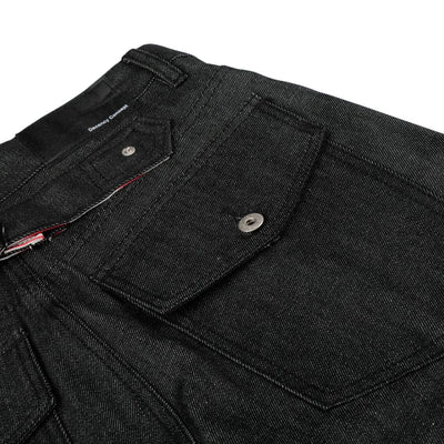 Raw Black Wide Leg Jeans with Utility Flap Pocket Detail