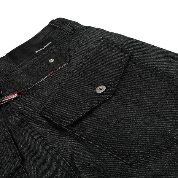 Raw Black Wide Leg Jeans with Utility Flap Pocket Detail