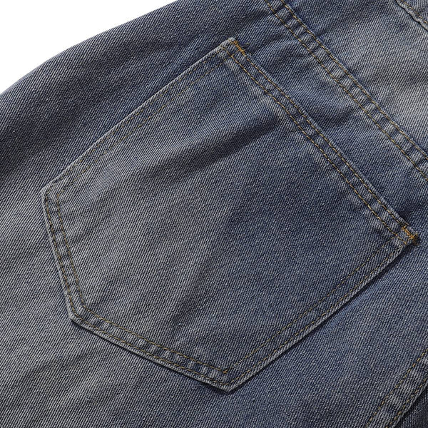 Vintage Washed Curved-Leg Denim Jeans