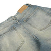Men's Washed Distressed Denim Pants Loose Wide Leg Pleated Fade