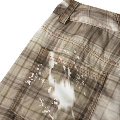 Vintage Plaid Curved-Cut Cropped Pants