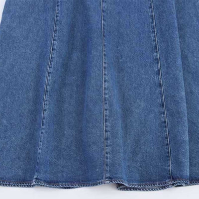 Self-Tied Halter Neck Denim Maxi Dress