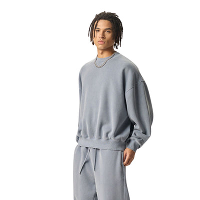 Boxy Fit WashedDistressed Fleece Sweatshirt