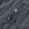 Silver Metal Flower Studs Denim Jacket