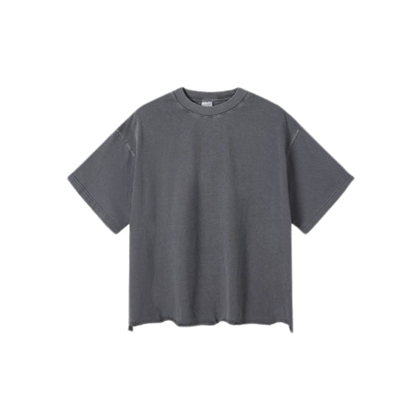 Distressed Raw Hem Boxy Cotton T-Shirt