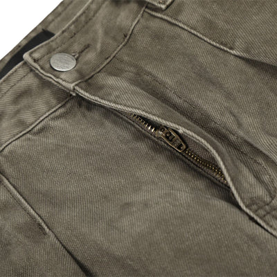 Men's Washed Punk Pleated Loose-Fit Casual Wide-Leg Denim Pants