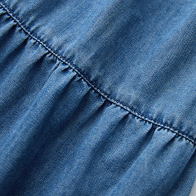 Spaghetti Strap Tiered Denim Midi Dress