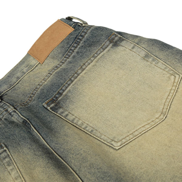 Men's Washed Distressed Denim Loose Vintage Street Pants Mud Dye Holes