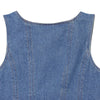 Button-Front Pleated Denim Tank Top
