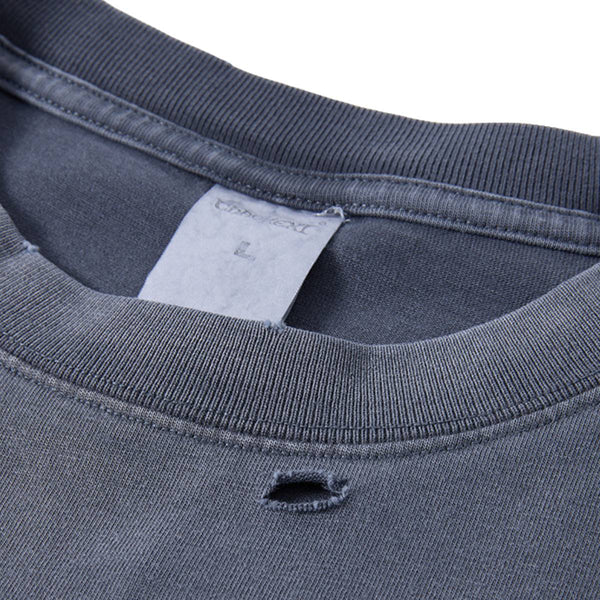 Oversized Heavy Washed Destroyed Cotton Tee