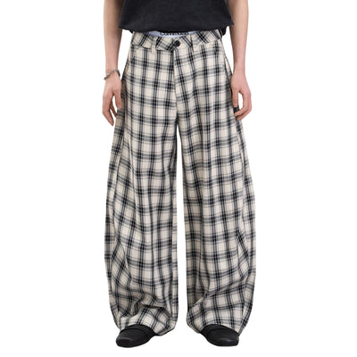American Vintage Checkered Wide Leg Relaxed Pants