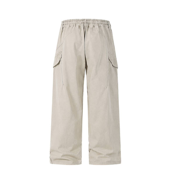 Washed Solid Wide Relaxed Workwear Pants