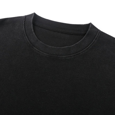 Heavyweight Washed Waffle Cotton Long Sleeve Tee 340G
