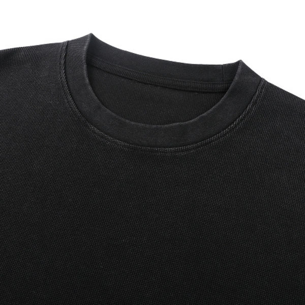 Heavyweight Washed Waffle Cotton Long Sleeve Tee 340G