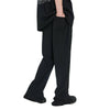 Solid Button Cuff Relaxed Straight Leg Track Pants