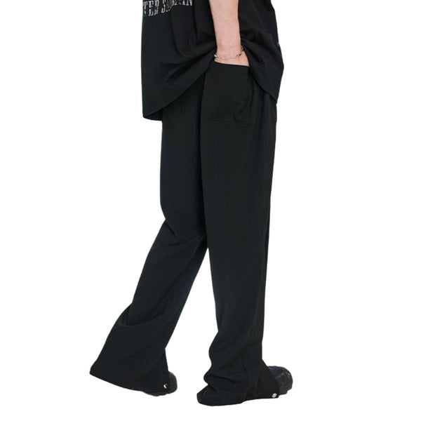 Solid Button Cuff Relaxed Straight Leg Track Pants