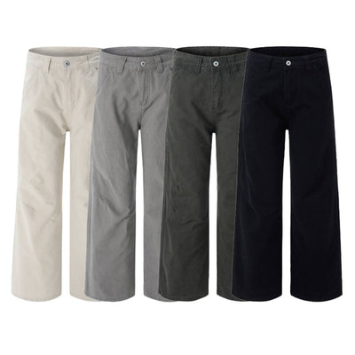 Vintage Washed High-Waist Relaxed Straight Wide-Leg Trousers